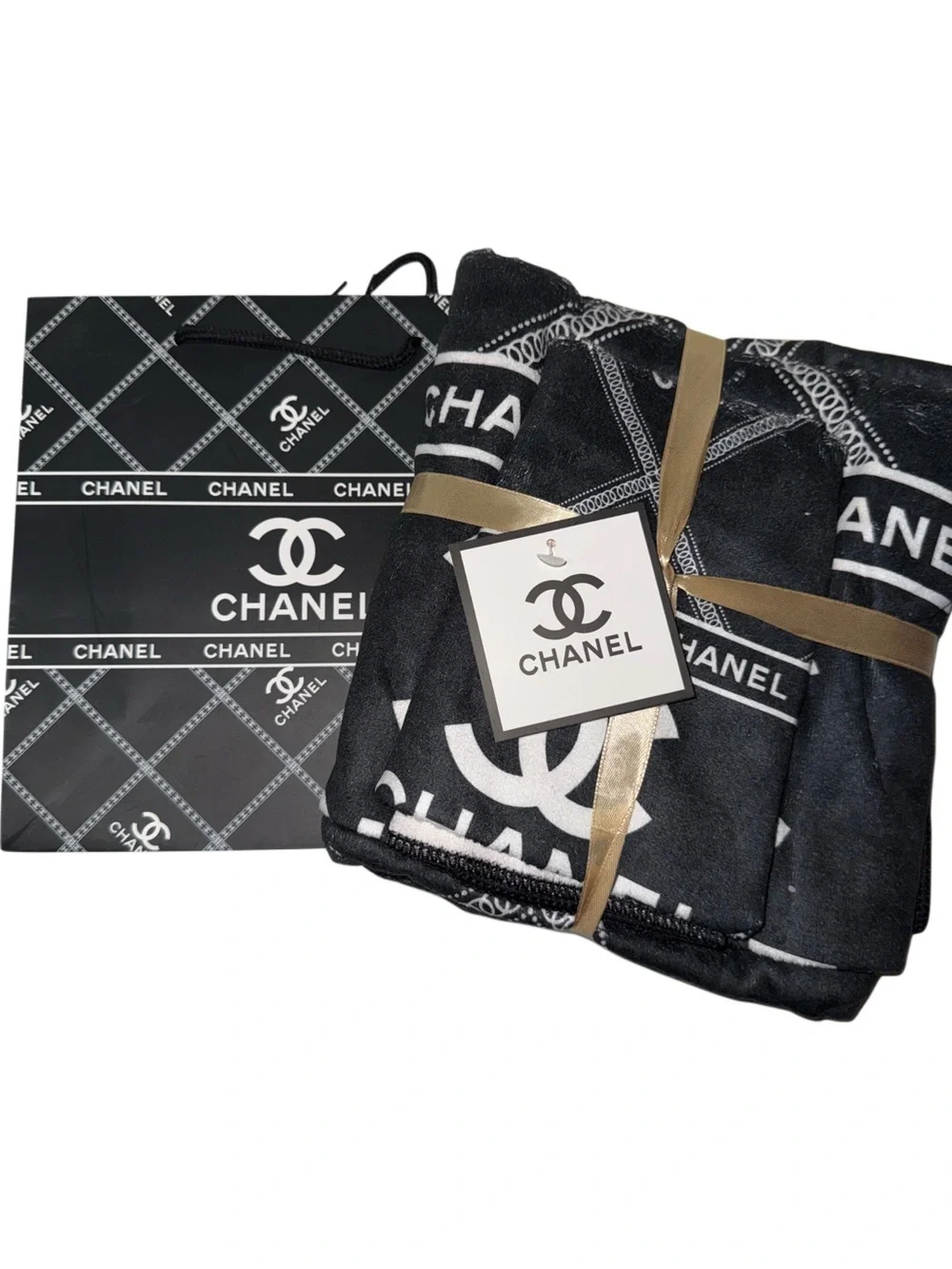 Monogram Print Cotton Blend Towel Set